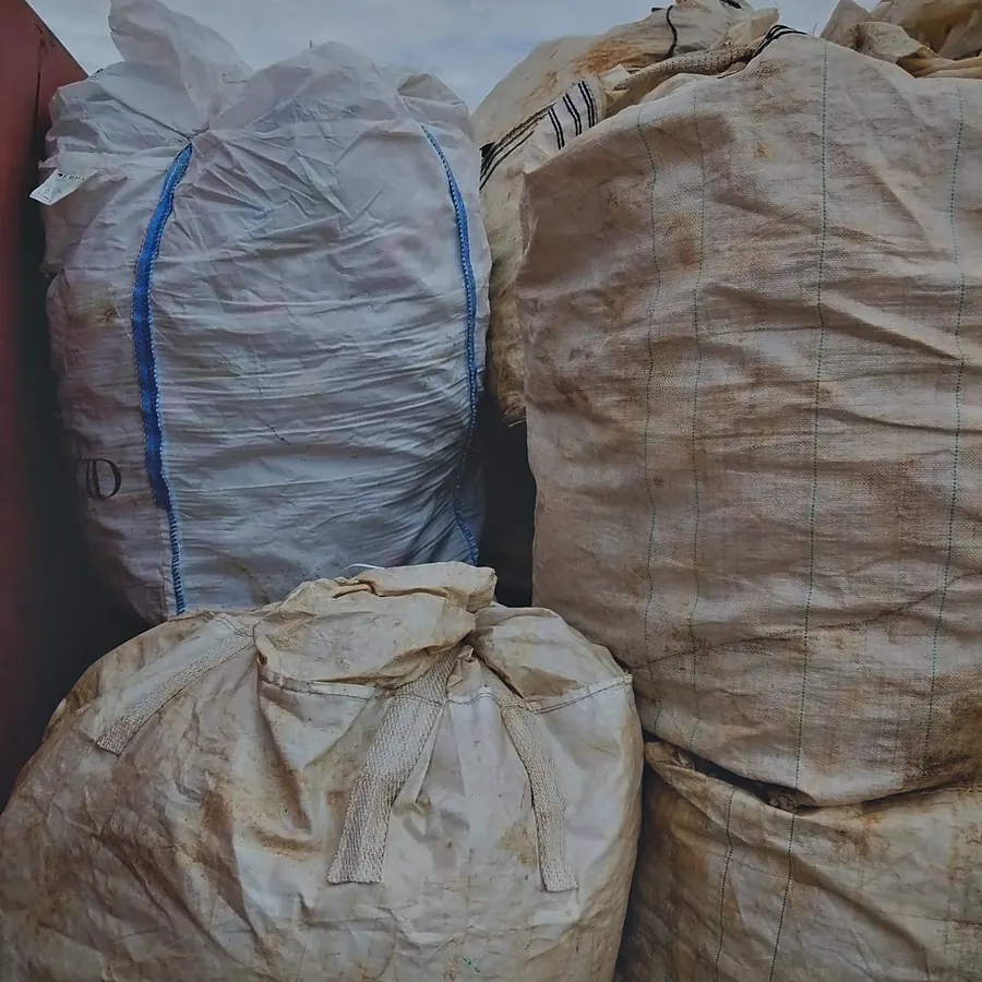 Bulk bags of recovered material stacked at the Murero sorting site.